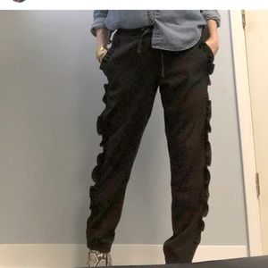 Jolt Black Joggers w/Side Ruffle